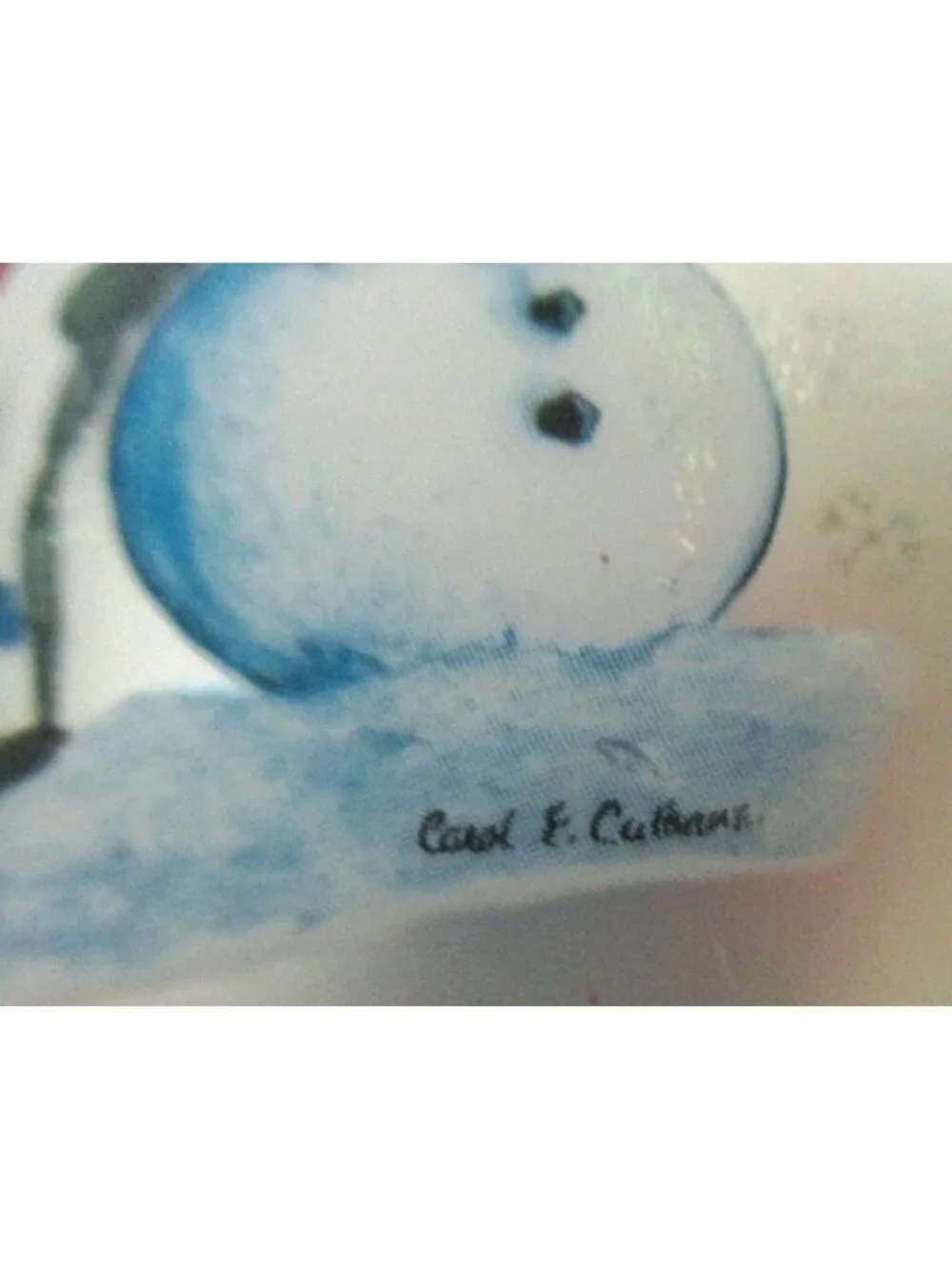 Set Of 4 Vintage Snowman Glass Christmas Ornaments By Carol E. Culhane